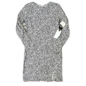 Leith Layla Black White Dense Floral Front Slit Dress M